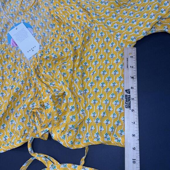 RHODE Crop Top Size 3XL Yellow Boho Prairie Coquette Hippie FLORAL DESIGNER NWT - Picture 4 of 11